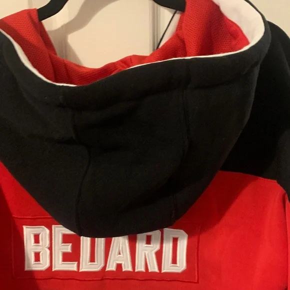 Men's Red and Black Hockey Hoodie